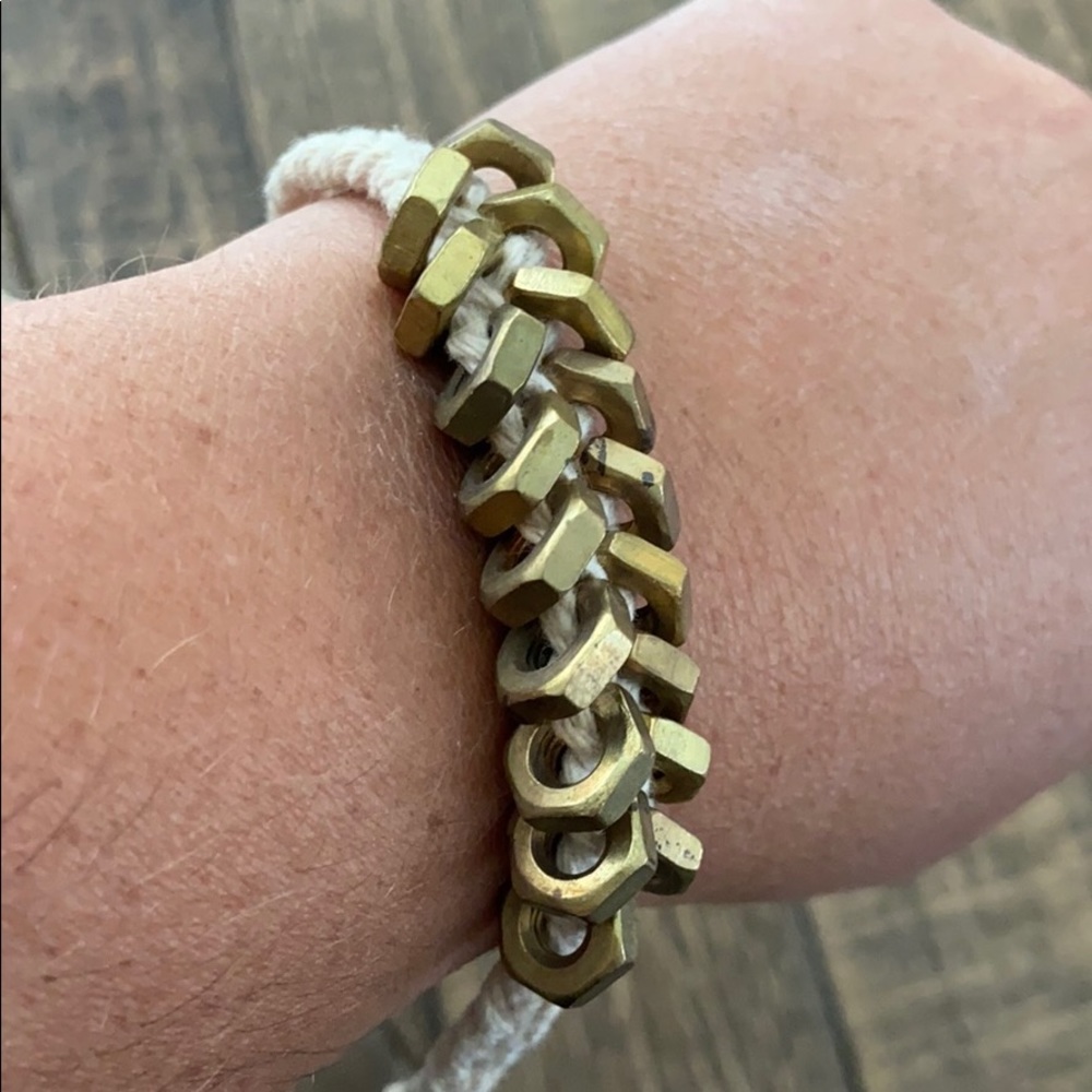 Rope and gold hardware nuts bracelet. Handmade!!